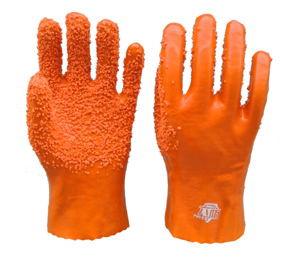 橘黄色颗粒PVC手套