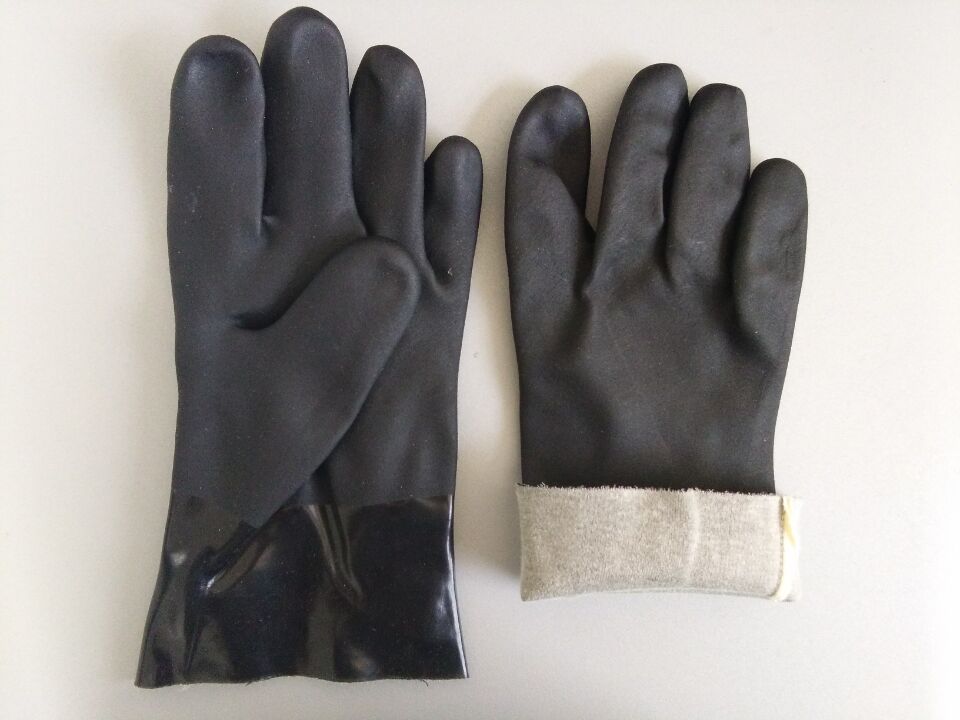 黑色砂面PVC手套