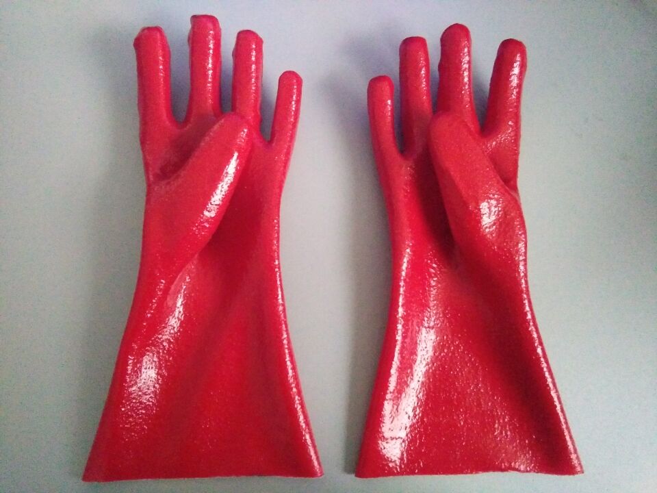 红色PVC浸胶手套
