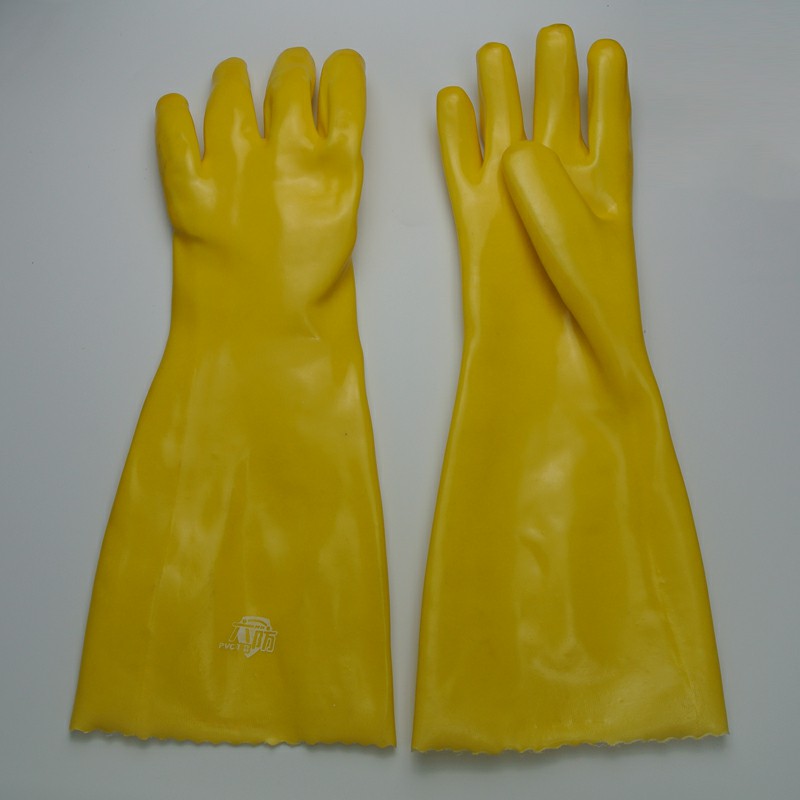 长款黄浸塑手套