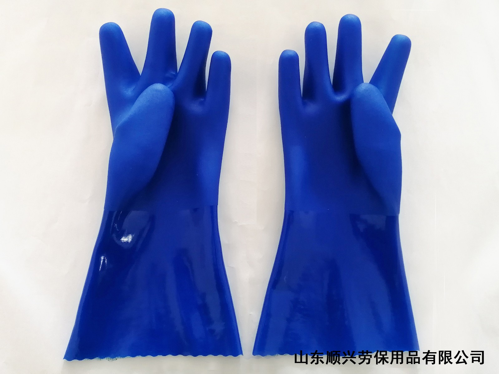 蓝色pvc浸胶手套